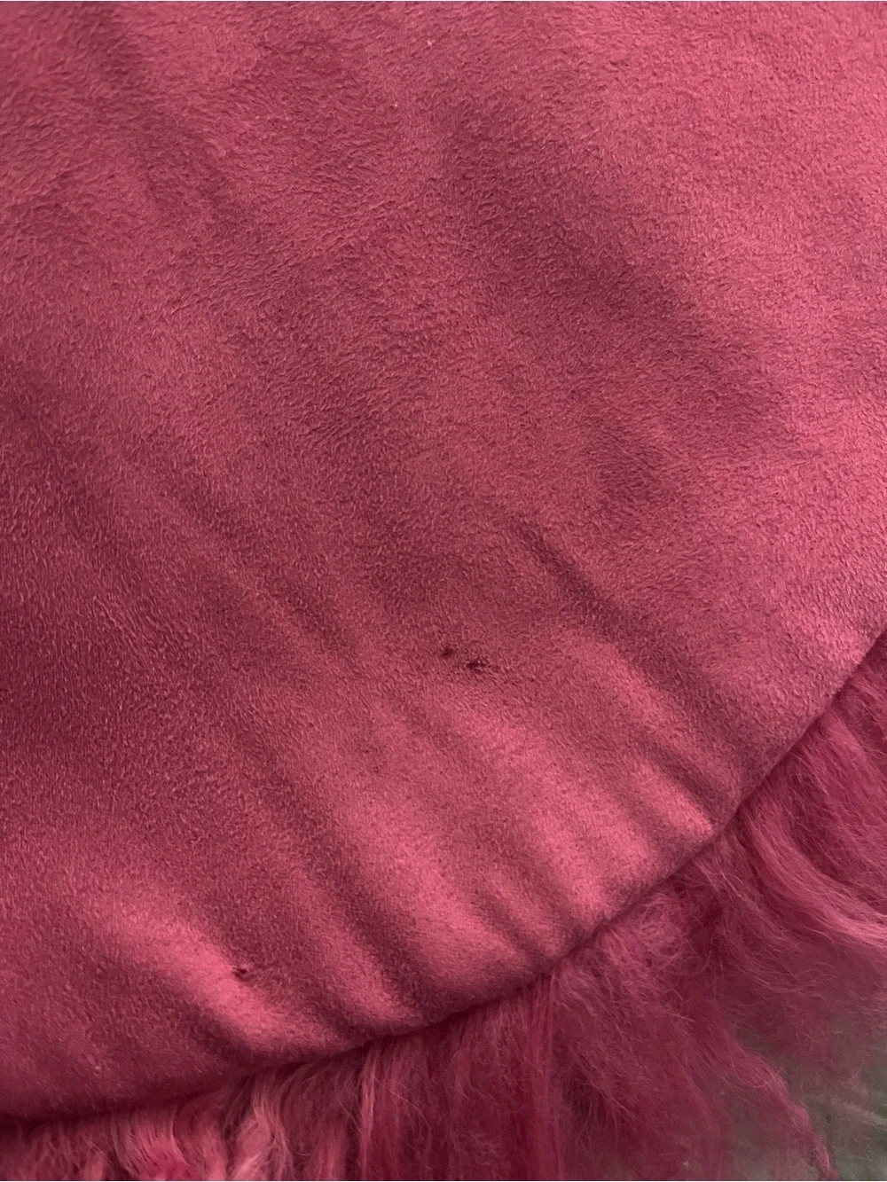 Z Gallerie Genuine Mongolian Lamb Fur Round Pillow Cover 18” Fuchsia Pink Luxury